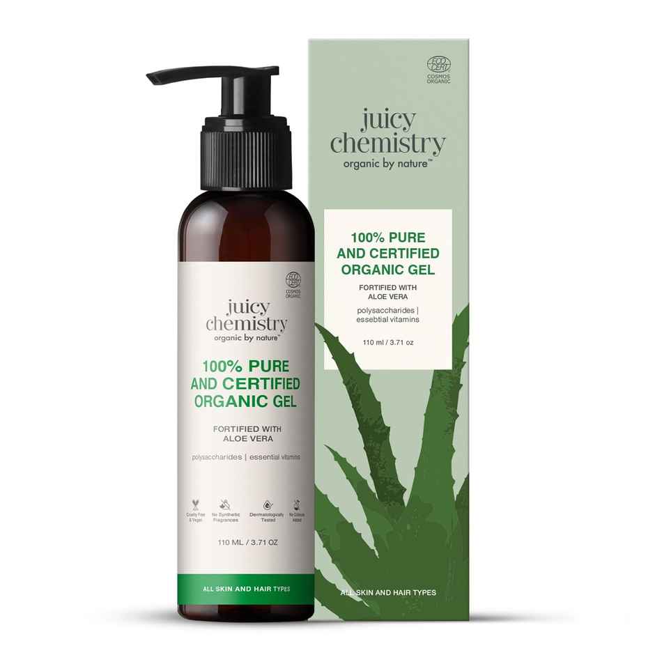 Juicy Chemistry Organic Aloe Vera Gel | Multipurpose Gel for Face | Hair & Body