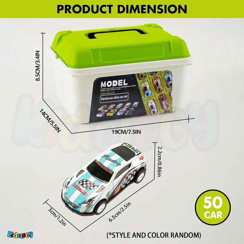 Kidology 50PCS Die-Cast Cars with Storage Box Pull Back Cars for Kids