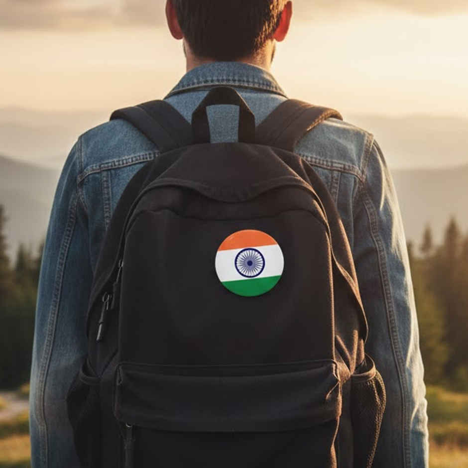 Indian National Flag Round Badge Set | Pack of 5 | Tricolor Pin | Picfest