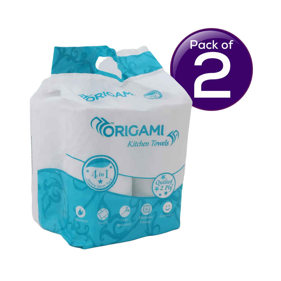 Origami 2 Ply Kitchen Tissue Paper Roll - 60 Pulls 60 pc Combo