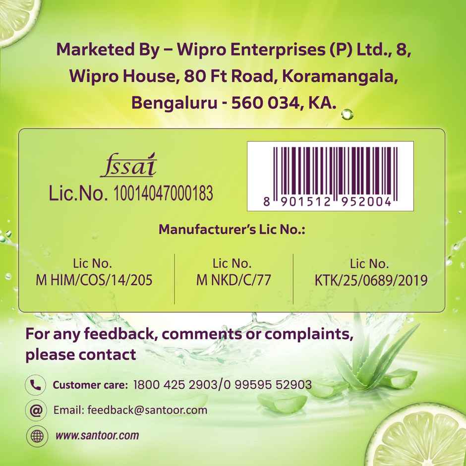 Santoor Fresh Skin Aloe Vera and Lime Bathing Soap With Anti-Aging Properties For All Skin Types