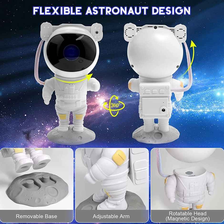 Kidara Astronaut Galaxy Projector Pro | Star Night Lamp For Kids | For Age 3+ | Pearl White