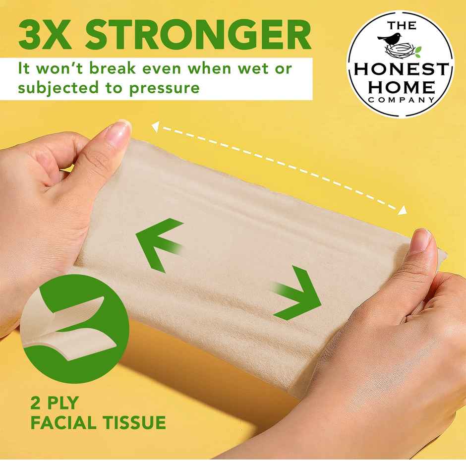 The Honest Home Company Bamboosa 2 Ply Facial Tissue | 200 Pulls | Brown