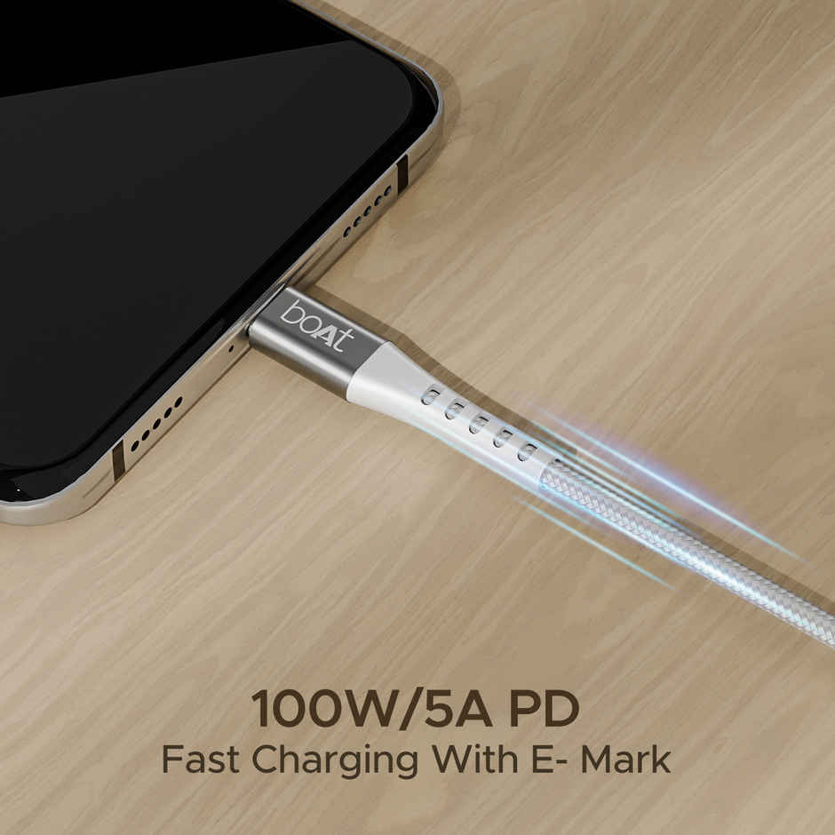 boAt Type-C Cable w/ 100W/5A Fast Charging & 10Gbps Data Transmission - Type-C C600 (White)