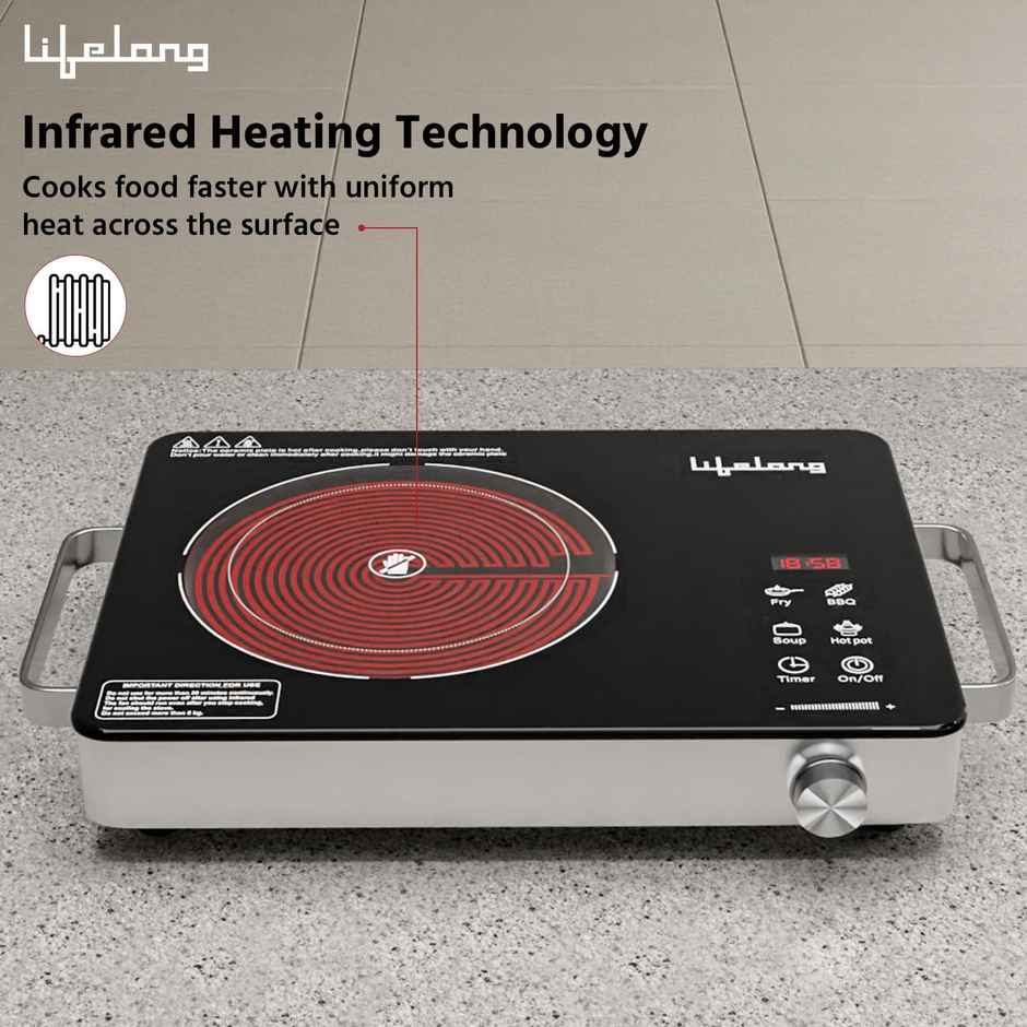 Lifelong 2000W Infrared Induction Stove with Temp Control & Surge Protection