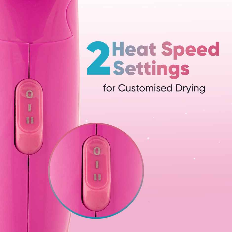 Vega Travel Pro 1200W Hair Dryer for Women with 2 Heat/Speed Settings, Detachable Nozzle (VHDH-33)