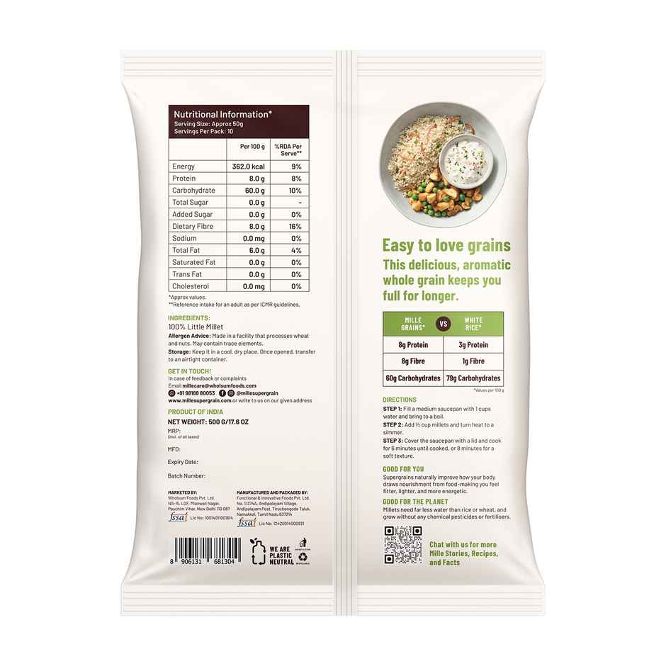 Mille Little Millet | Kutki | Sama Whole Grain