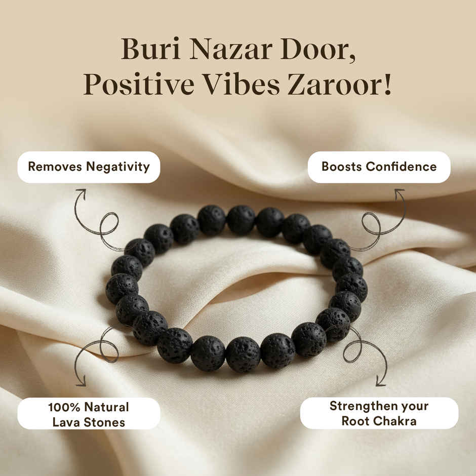 Pujashree Lava Bracelet With Raw Selenite Plate