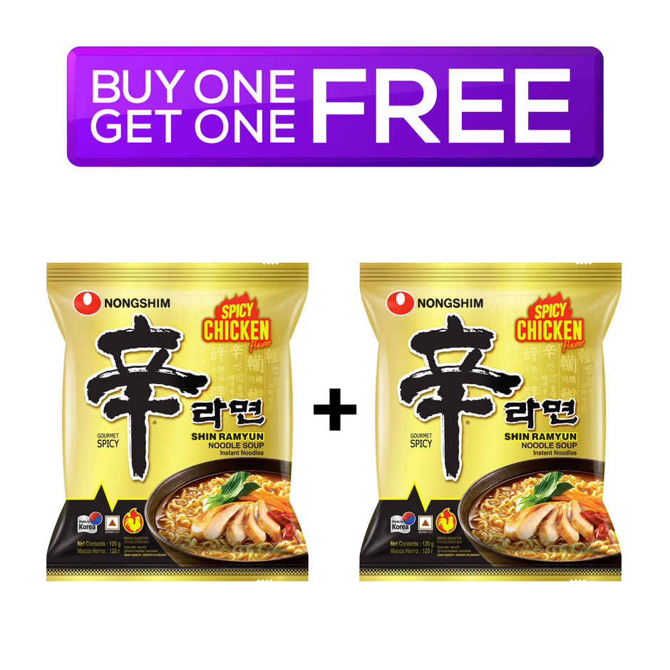 Nongshim Korean Shin Ramyun Noodle Soup With Spicy Chicken Flavour Non Veg Combo