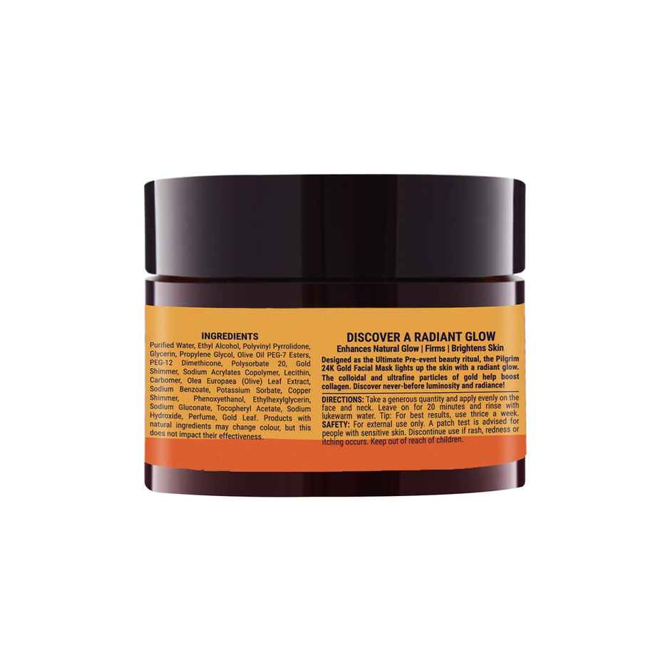 Pilgrim 24K Gold face mask for Glowing skin, Boosts Collagen and Restores Skin Radiance, For Men & Women