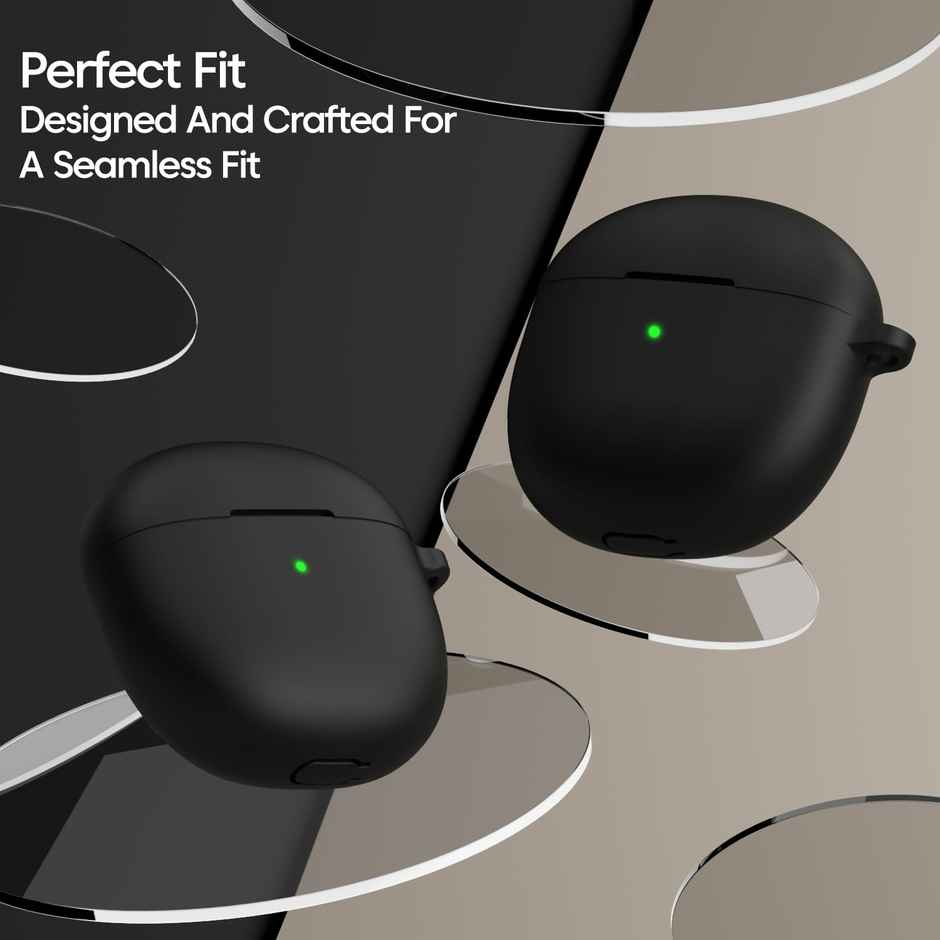 Sounce Silicone Case Cover Compatible with Realme Buds Air Pro/Air 2 | Black