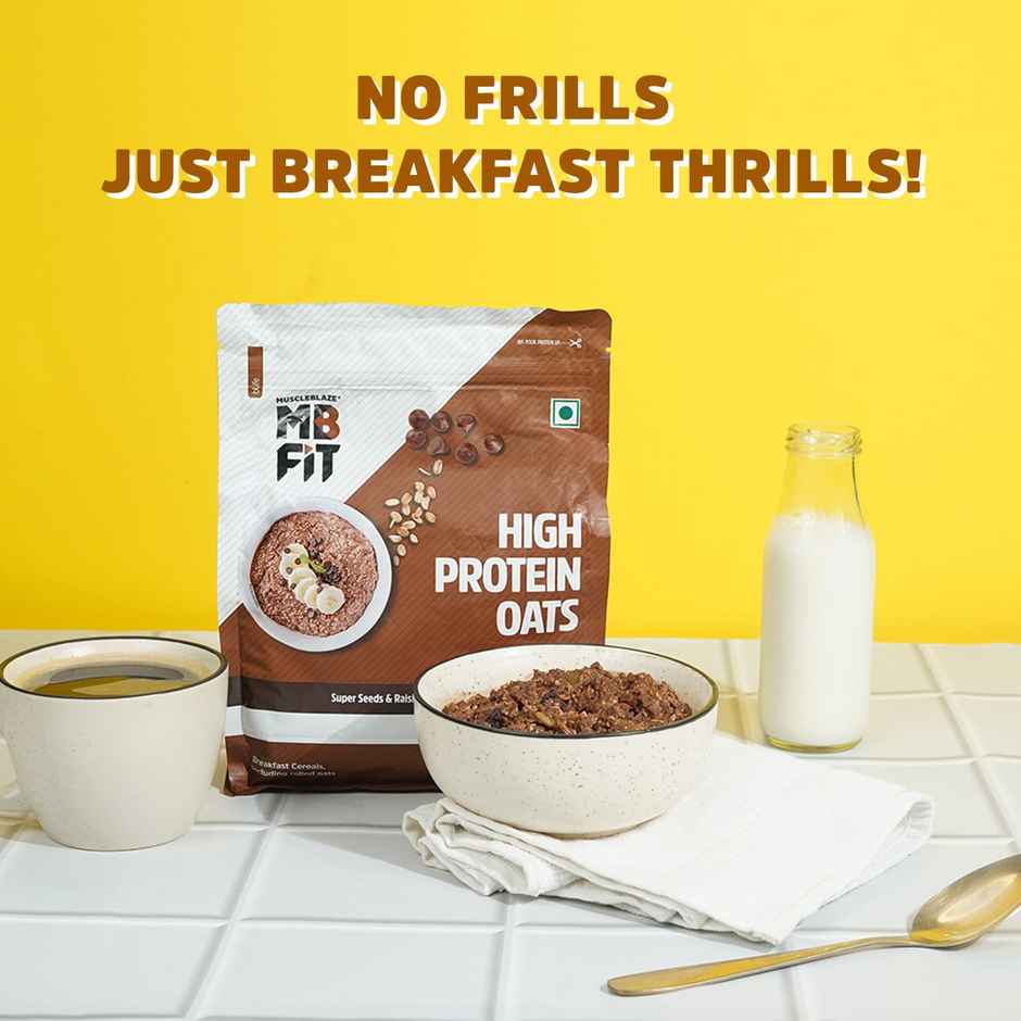 MuscleBlaze Fit High Protein Oats (Dark Chocolate, 1kg) | 22g Protein