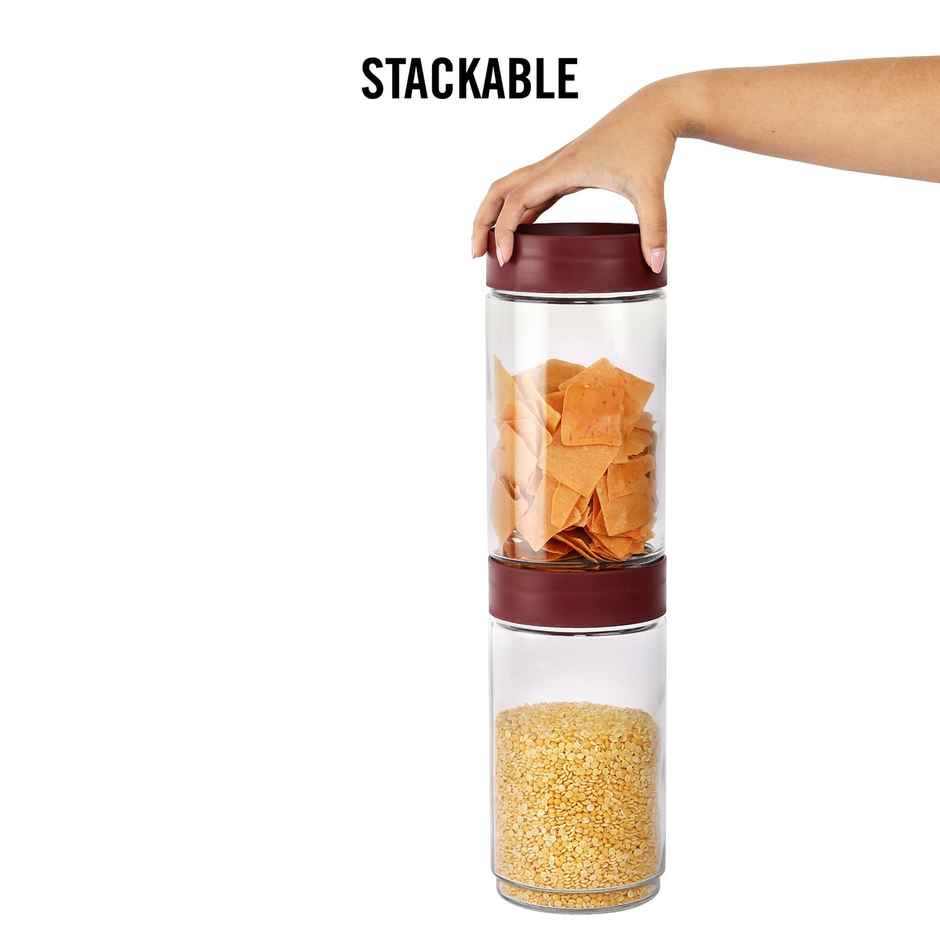 Cello Modustack Storage Jar (2 L x 6 pcs) - Maroon