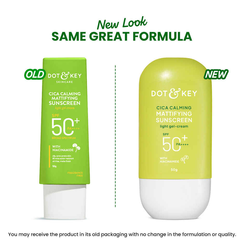 Dot & Key Cica Niacinamide Face Sunscreen SPF 50 PA+++ Uv Protection For Oily And Acne Prone Ski