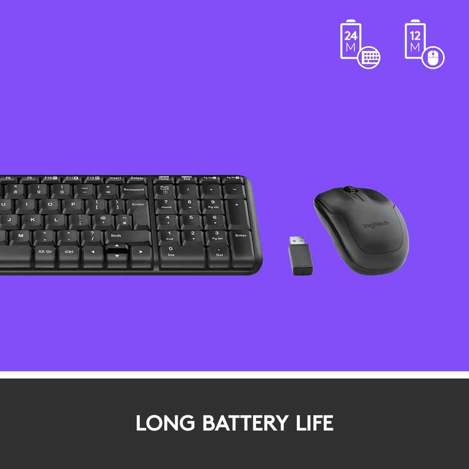 Logitech MK215 Wireless Keyboard and Mouse Combo, 2.4 GHz Wireless, 3 Years Warranty, Compact Design, 2-Year Battery Life(Keyboard),5 Month Battery Life(Mouse) PC/Laptop - Black