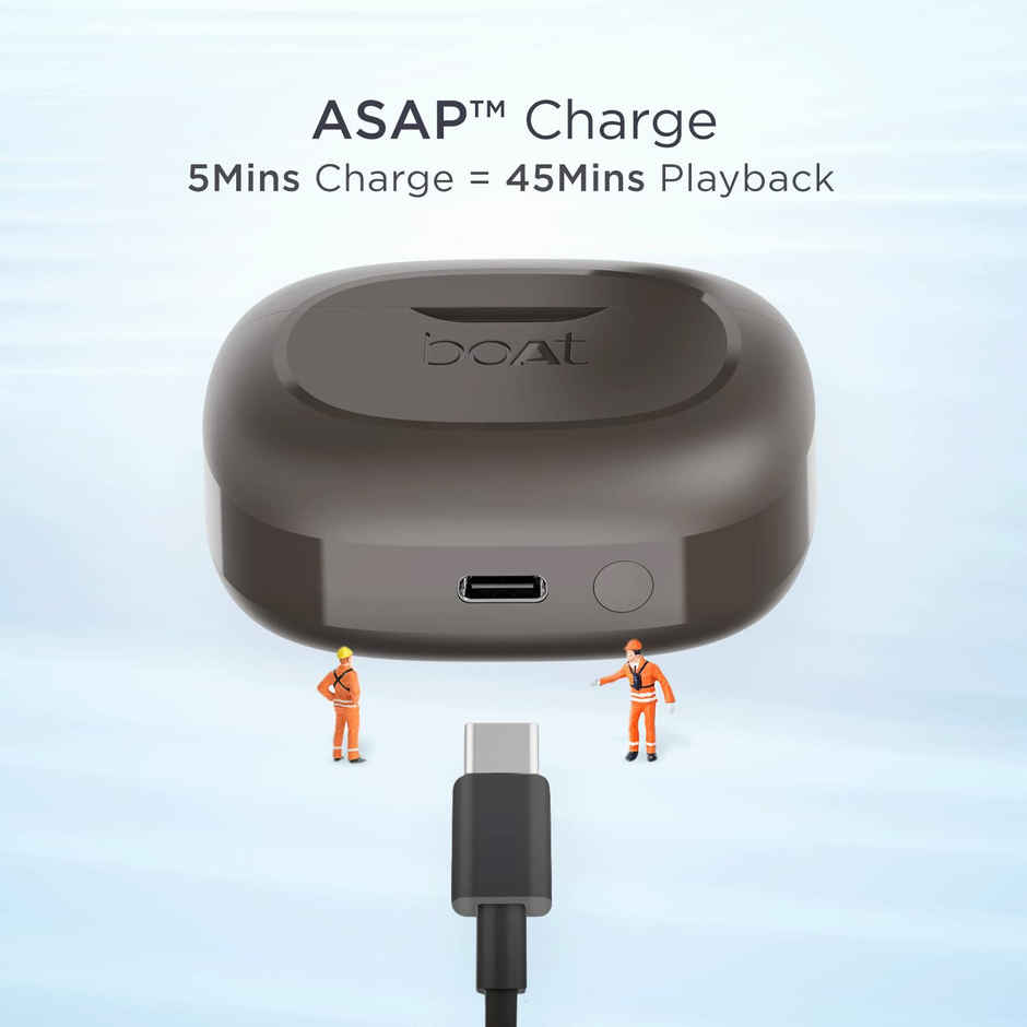 boAt Airdopes 393 ANC TWS Earbuds W/ 32db Hybrid ANC, Quad Mics With Enx Tech(Davy's Grey)