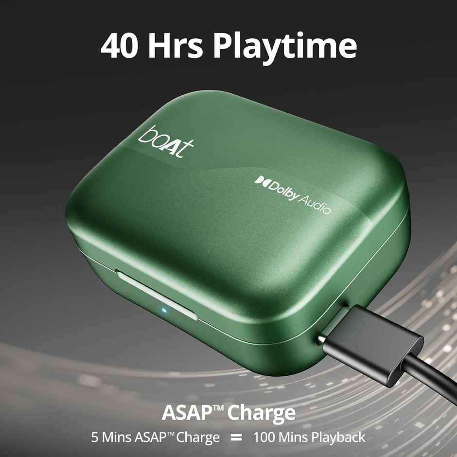 boAt Airdopes 800 TWS Earbuds w/ Dolby Audio, High Fidelity Drivers, 4 Mics ENX Tech & Hearables App(Interstellar Green)