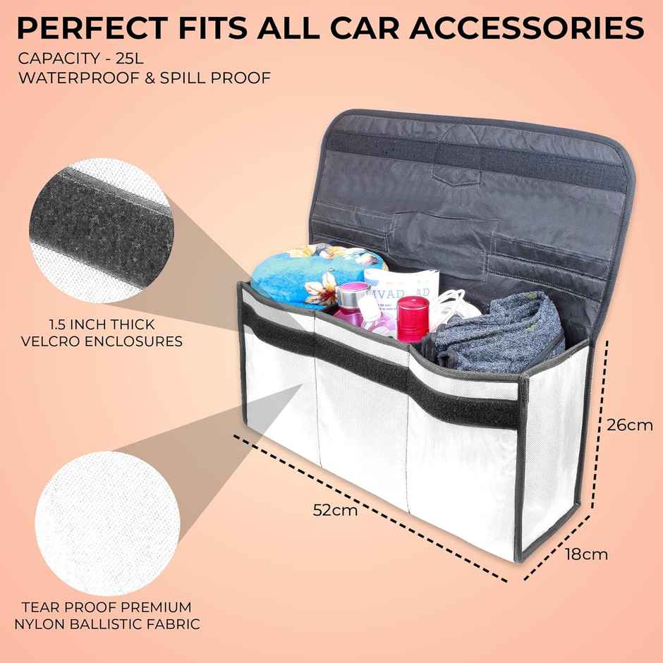 Autofy Spaze-4 Car Trunk Organizer Spill Proof Waterproof Anti-Skid Car Boot Organizer Nylon