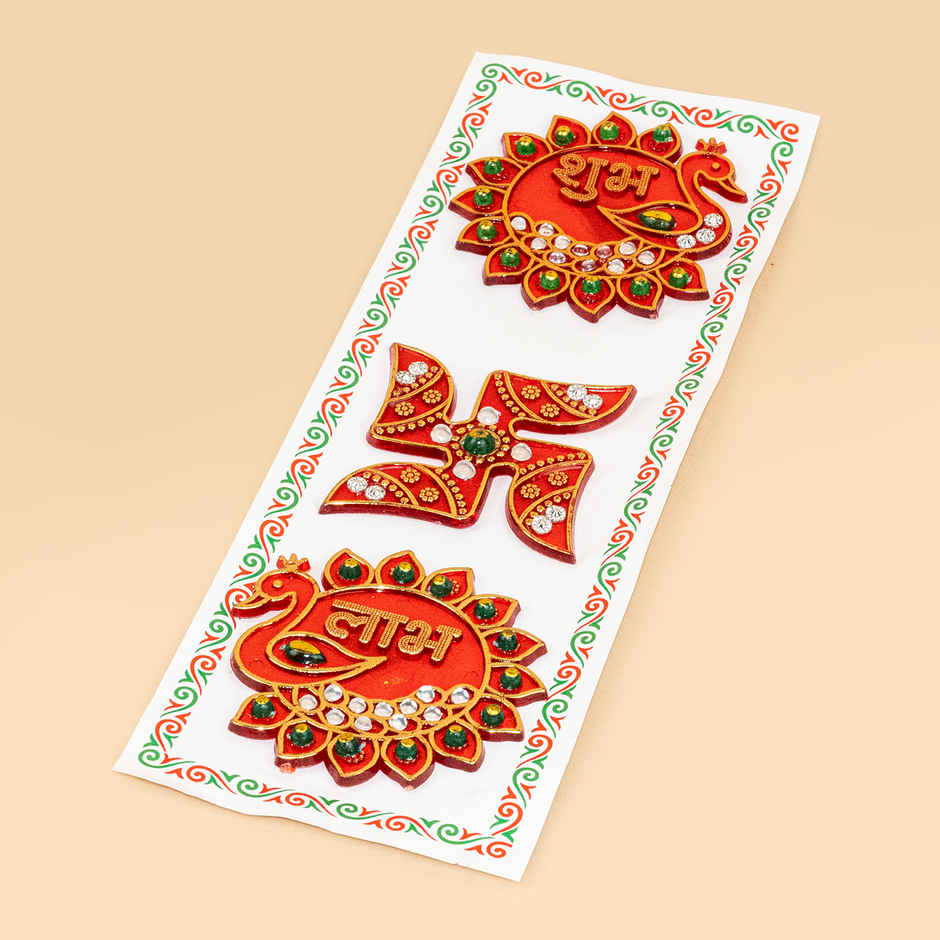 Peacock Shubh labh Swastik Sticker Diacraft | Pichai
