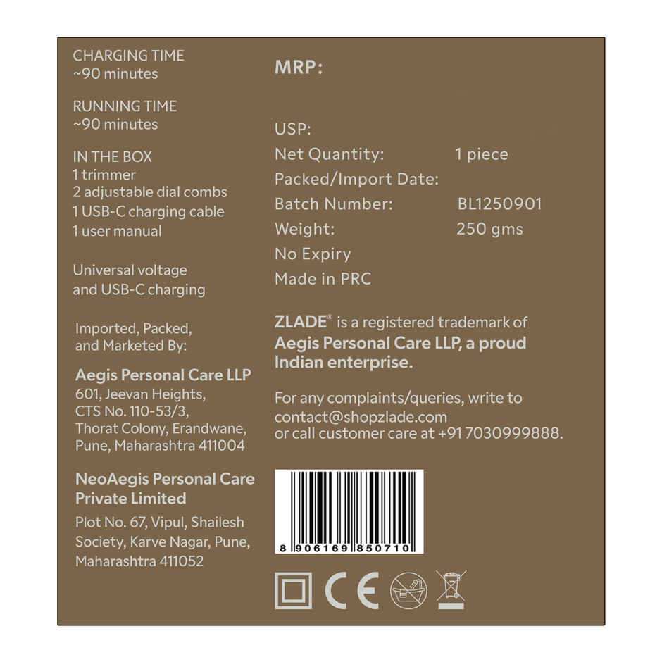 Zlade Jaws Blitz Rechargeable High-Precision Beard Trimmer | 40 Length Settings