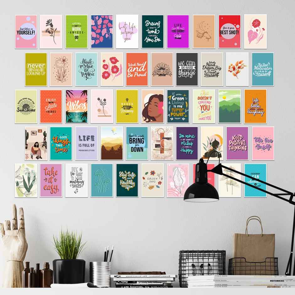 Paper Plane Design Women Empowerment Wall Posters Collage Pack of 50 (4 Inch X 6 Inch) D19