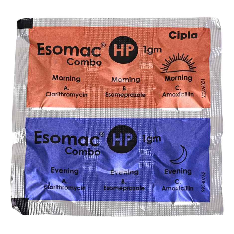 Esomac HP 1000mg/500mg/40mg Tablet Combikit