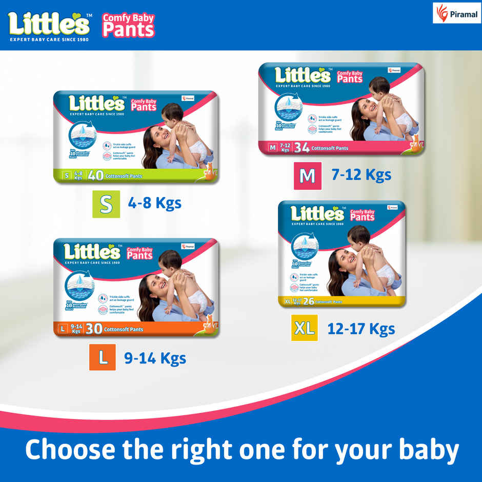 Littles Baby Diapers Small Pant Style Diaper | S | 40 pcs