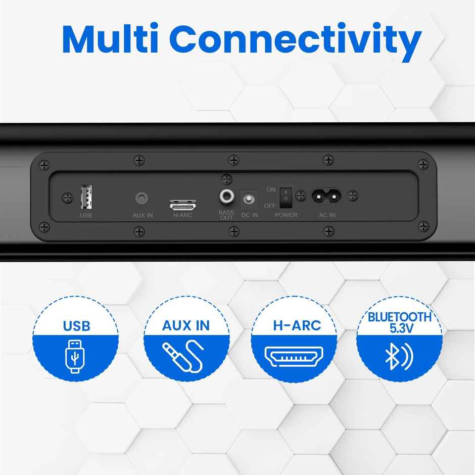 Portronics Pure Sound 106 | 120W Bluetooth Soundbar With Wired Subwoofer For Deep Bass (Black)