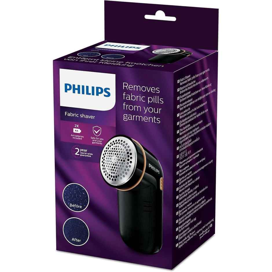 Philips GC026/80 (5W) Fabric Shaver, Lint Remover for Woolen Sweaters, Blankets, Jackets/Burr Remover Pill Remover from Carpets, Curtains - Black