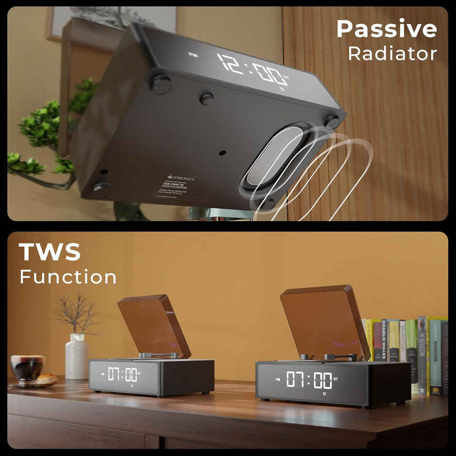 Zebronics Echospin 10W Bt 6.0 Speaker, Dual Drivers, 9 Hr Backup, Retro Design, Tws, Clock, Alarm