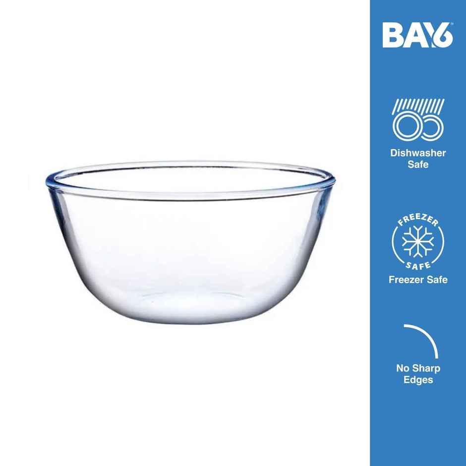 BAY6 Premium Imported Borosilicate Glass Mixing Bowl - Set of 3 -(500ml+1000 ml+1500 ml)