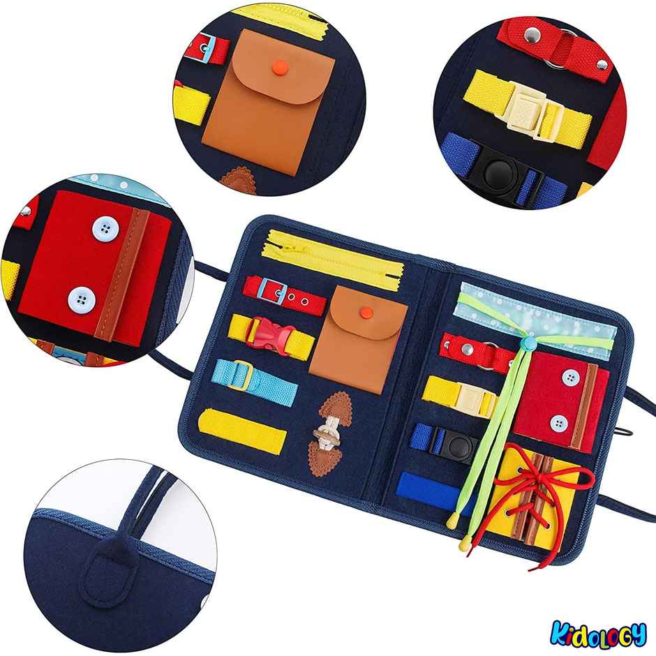 Kidology Montessori Busy Board Toy To Develop Basic Skills, Educational Sensory Board Travel Toys