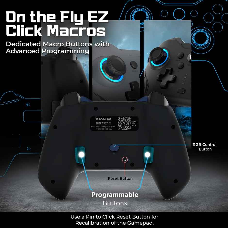 EvoFox Elite X2 Wireless & Wired Usb-C Gamepad For Pc With Hallsense Magnetic Triggers