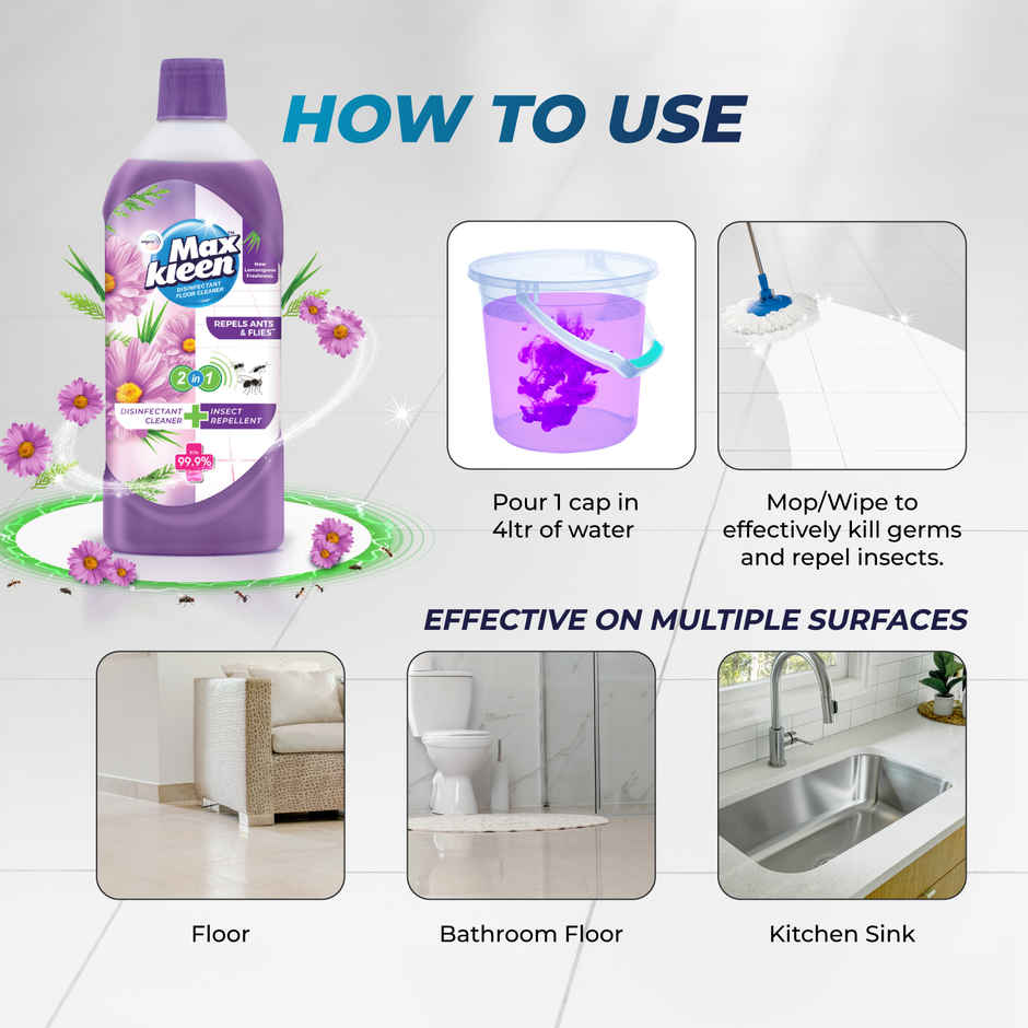 Maxkleen Insect Repellent Floor Cleaner | Lemongrass Combo 