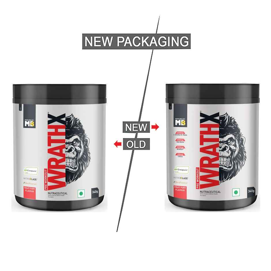 MuscleBlaze Pre Workout WrathX, (Fruit Fury, 20 Servings) Combo