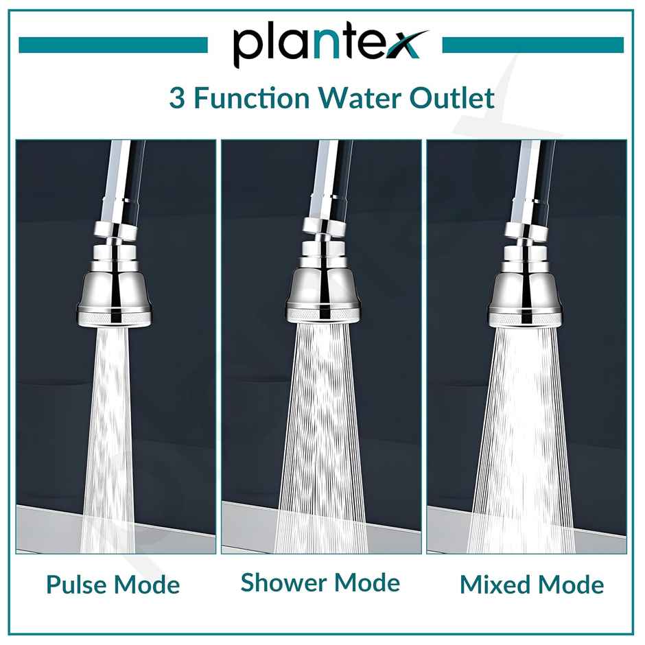Plantex Brass Tap Extender for Kitchen Sink with 360 Degree Swivel and 3 Modes - Chrome Finish
