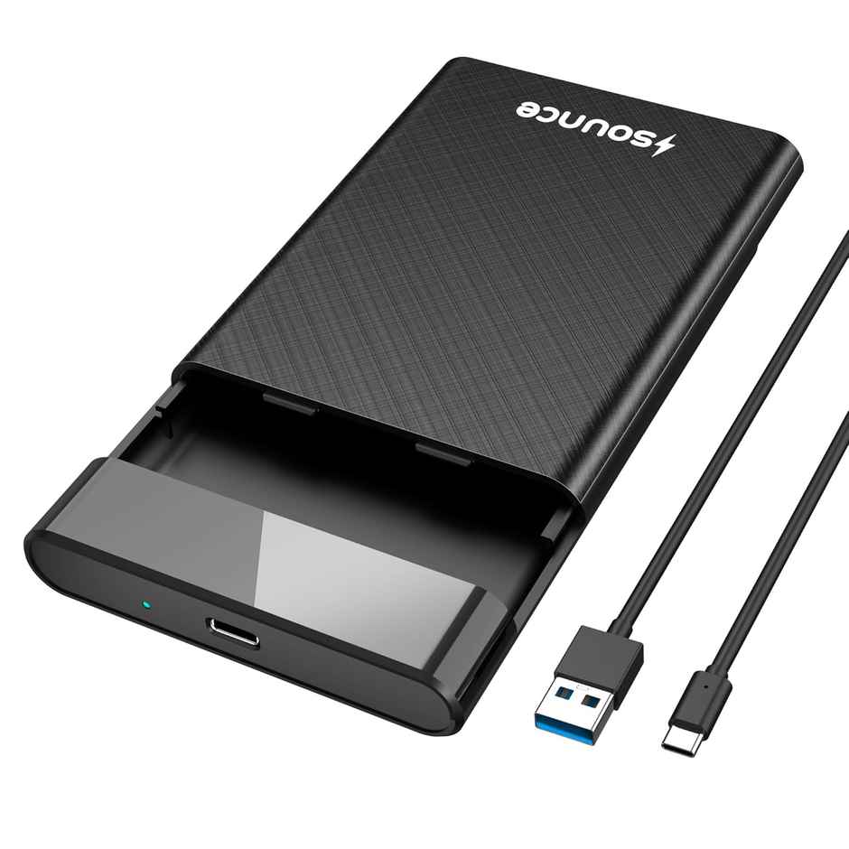 Sounce Hard Drive Enclosure 2.5 inch Type-C | 6Gbps USB 3.1 to SATA for Xbox | PC TV | Black