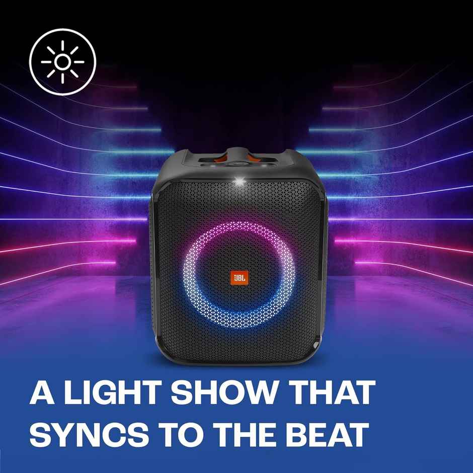 JBL Partybox Encore Essential, Dynamic Light Show ,6Hrs Playtime,Built-in Powerbank 100 W Bluetooth Party Speaker, Stereo Channel - Black