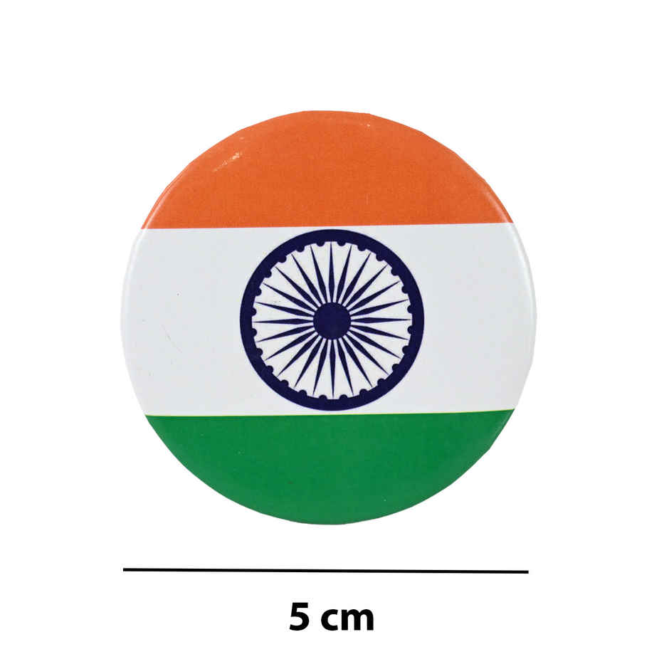 Indian National Flag Round Badge Set | Pack of 5 | Tricolor Pin | Picfest