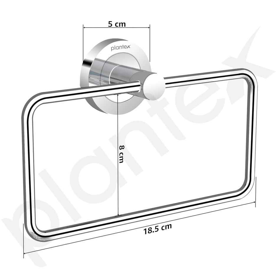 Plantex Rectangular Stainless Steel Towel Ring for Bathroom and Wash Basin - Chrome Finish