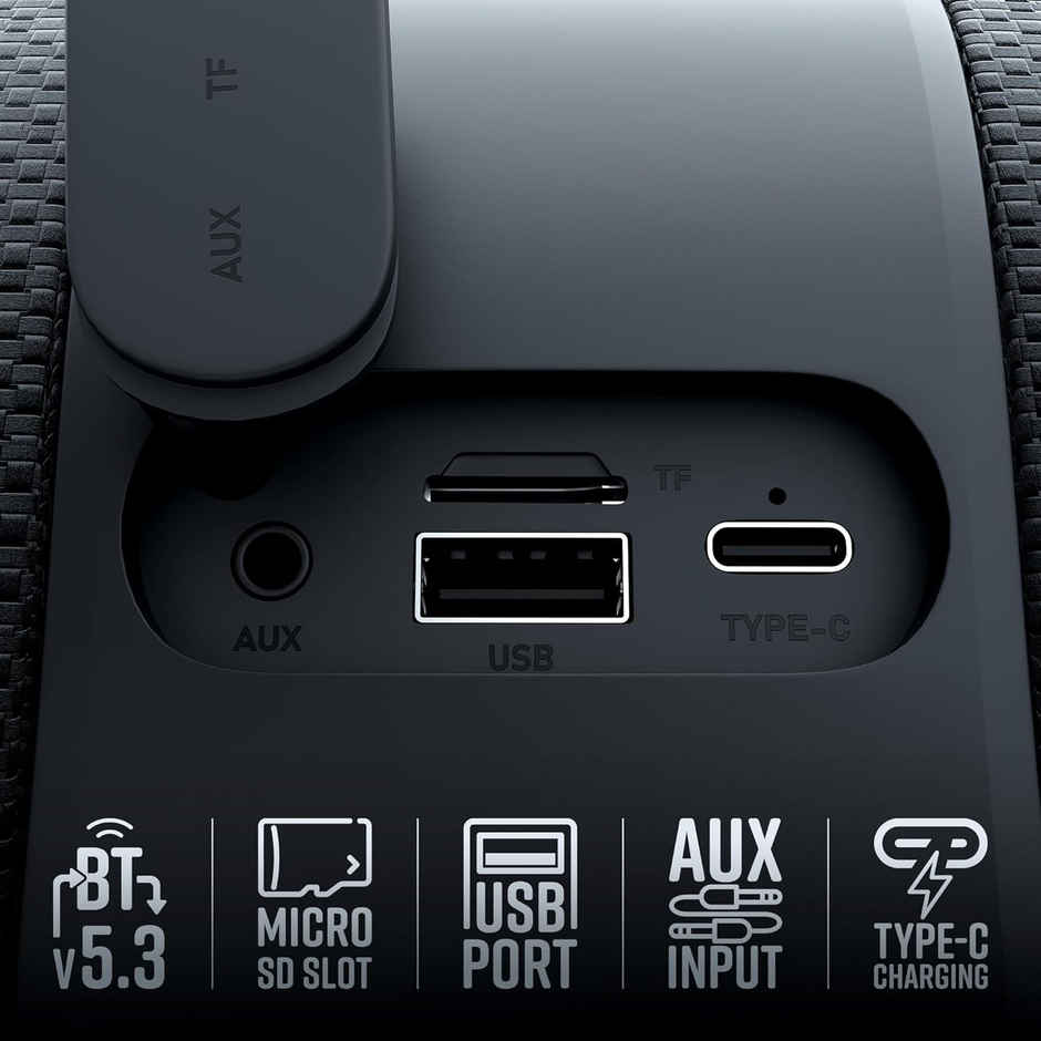 Zebronics Sound Feast 200 30W BT Speaker, 30Hrs Playback, Dual 6.6cm Drivers, Call Function, BTv5.3