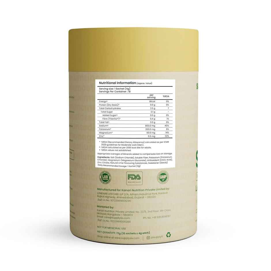 Supply6 Salts | Electrolyte Mix | Lime | Sodium | Potassium | Magnesium | Zinc | Fiber