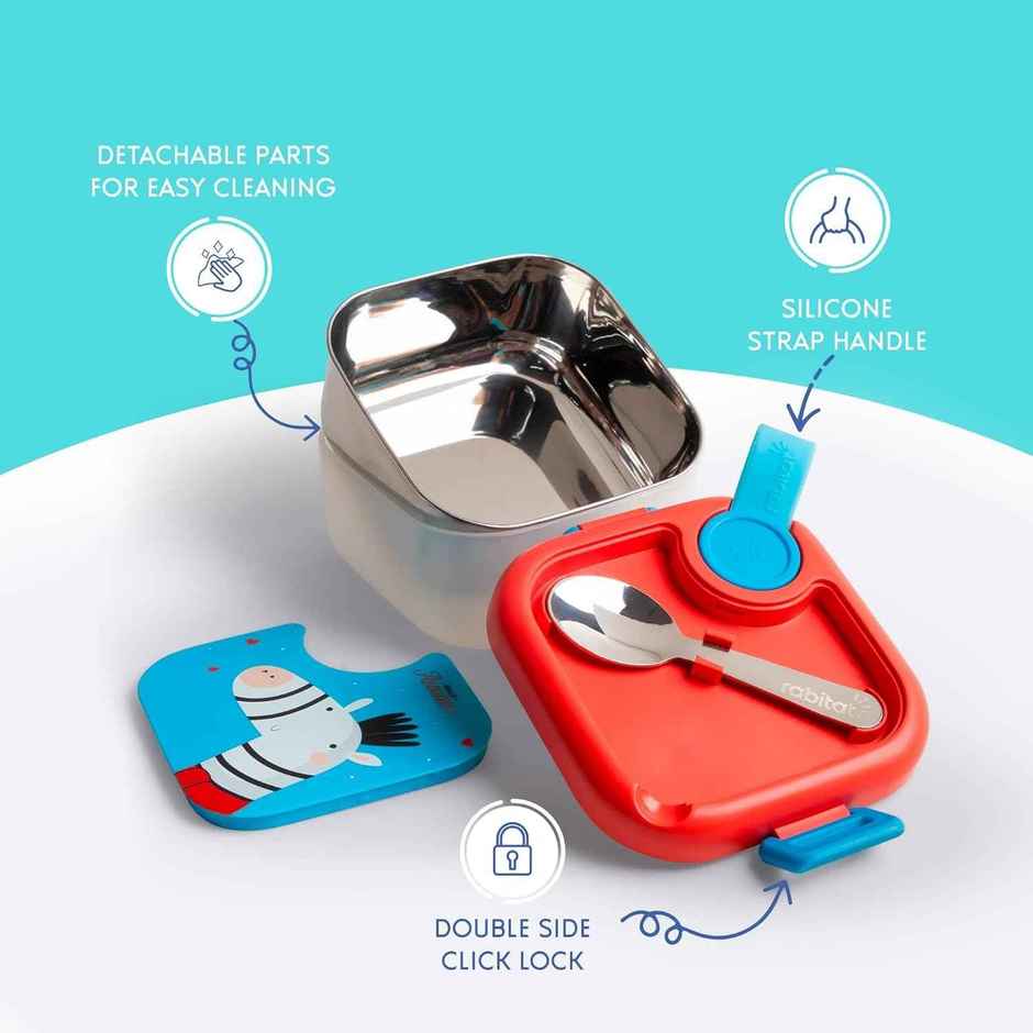 Rabitat Lunchmate Mini Stainless Steel Lunch Box With Spoon - Totally Adorable Combo
