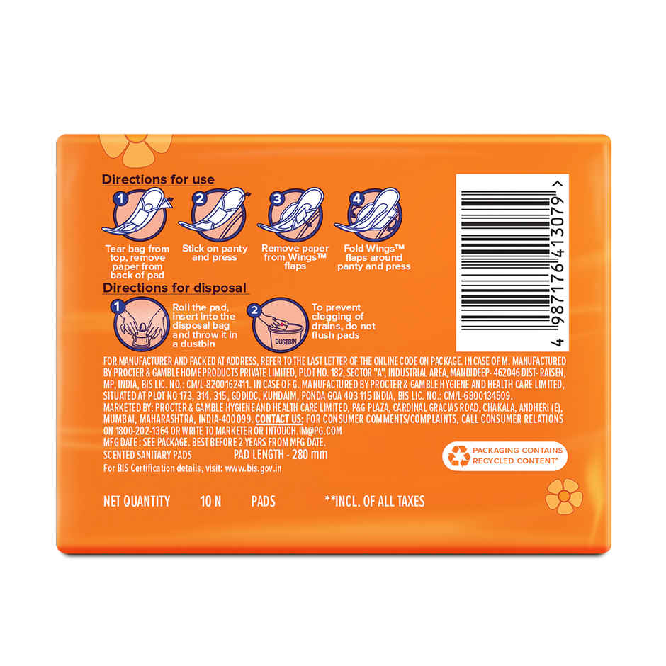 Whisper Choice Sanitary Pads with Wings for Women | XL | 10 pcs