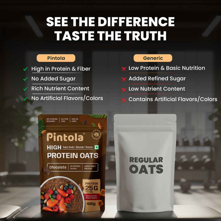 Pintola High Protein Oats Dark Chocolate With Almonds Raisin Pumpkin And Chia Seeds Combo 