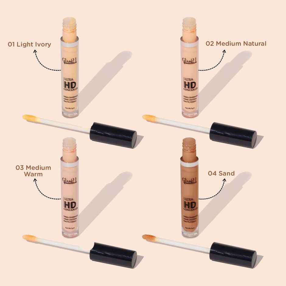 Glam21 Ultra Hd Liquid Concealer For Hd Finish | Non-Sticky Long-Lasting Matte Finish | Orange Bar
