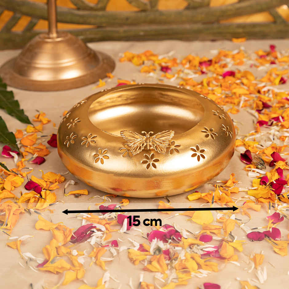 Servdharm Butterfly Gold Plated Urli | 7 inch | ServDharm