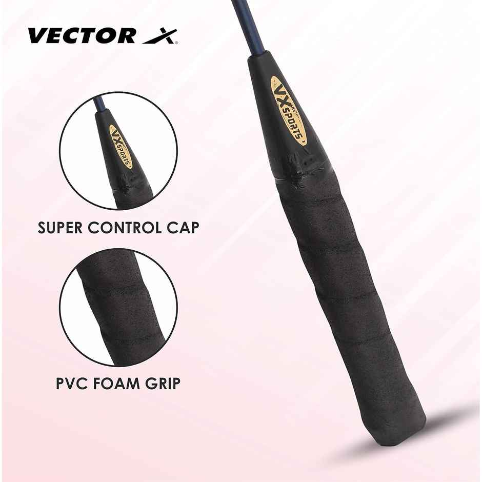 Vector X VXB-10 2x Aluminum Badminton Rackets with 3x Nylon Shuttlecocks | Blue