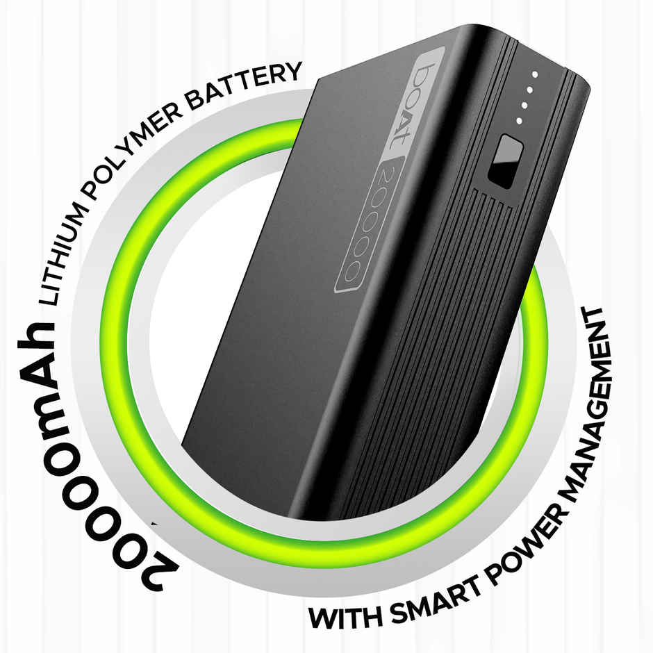 boAt (PB400) 20000 mAh wired Power Bank w/ 2-Way 22.5W Fast Charging & Smart Power Management - Carbon Black
