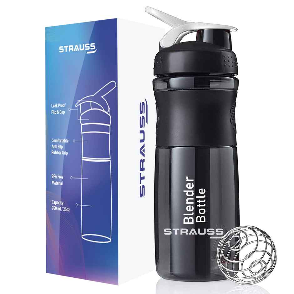 Strauss Blender Shaker Bottle 760 Ml | Black